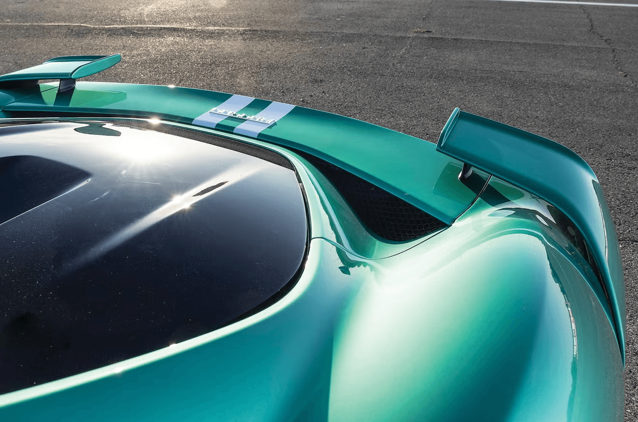 Ferrari 296 Speciale rear view with active wing and side fins